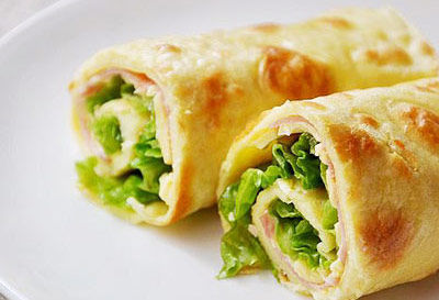 火腿生菜蛋饼卷